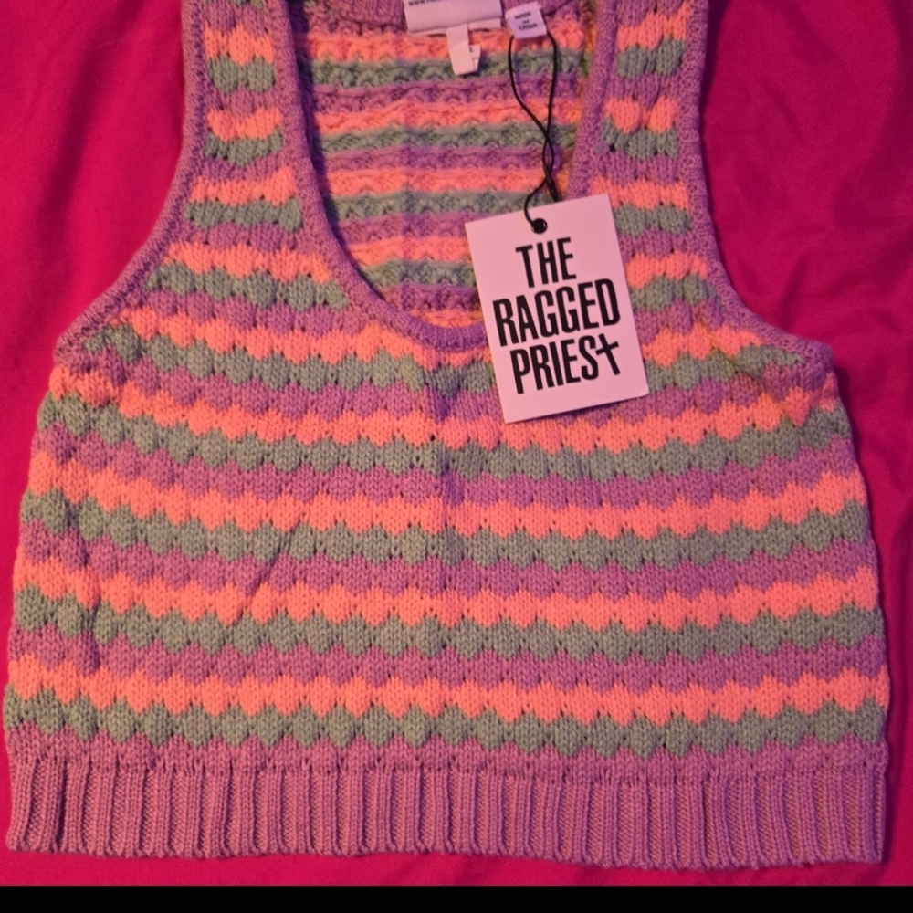The Ragged Priest Pastel Striped Knit Tank